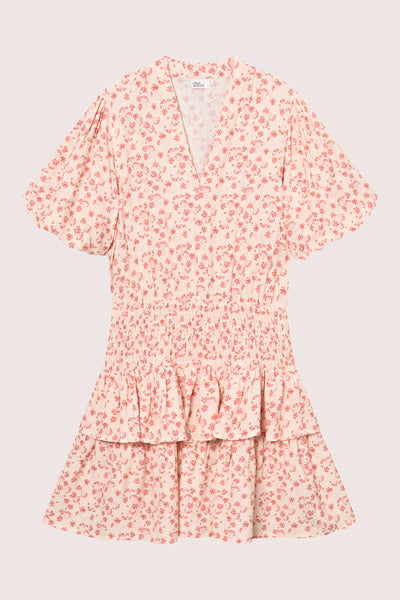 Athilda Smock Dress - Cream Pink Flower