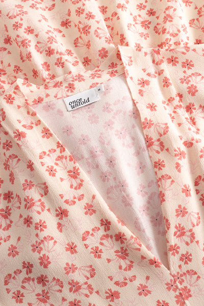 Athilda Smock Dress - Cream Pink Flower