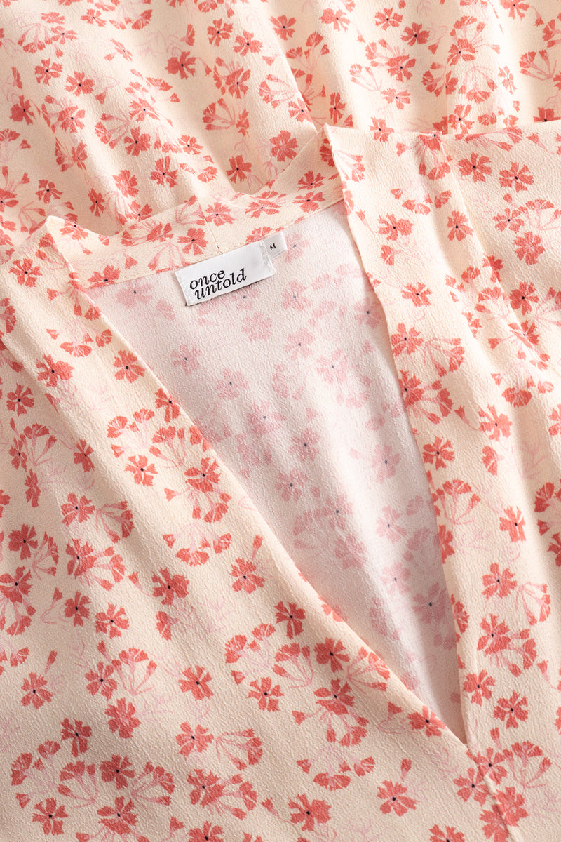 Athilda Smock Dress - Cream Pink Flower