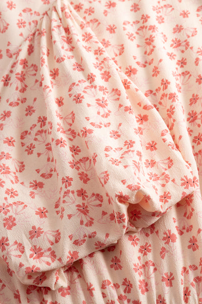 Athilda Smock Dress - Cream Pink Flower