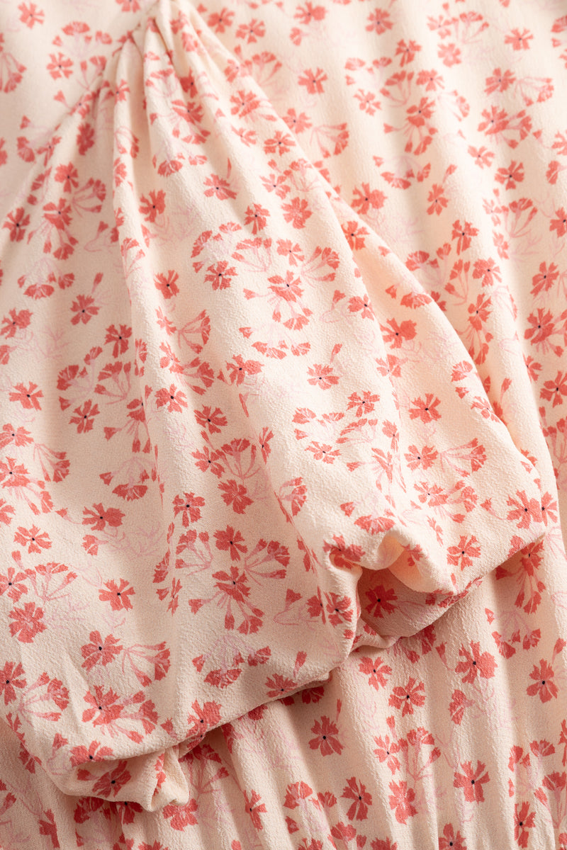 Athilda Smock Dress - Cream Pink Flower