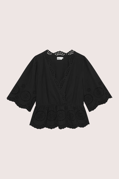 Bea V Neck Blouse - Black