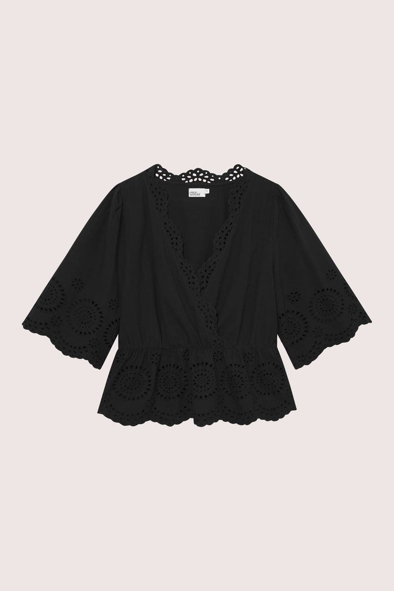 Bea V Neck Blouse - Black