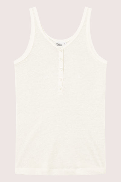 Breeze Button Tank Top - Dream White