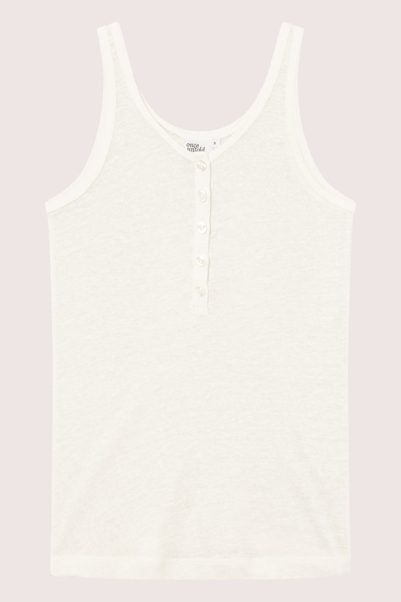 Breeze Button Tank Top - Dream White