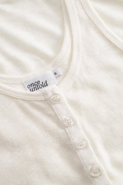 Breeze Button Tank Top - Dream White