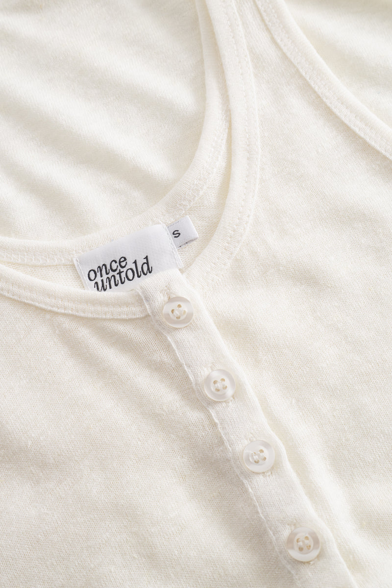 Breeze Button Tank Top - Dream White