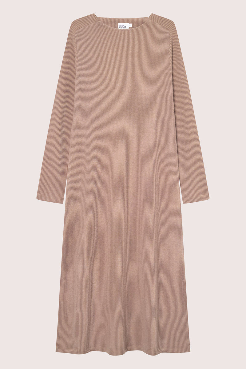 Daniela Rib Dress - Brown Melange