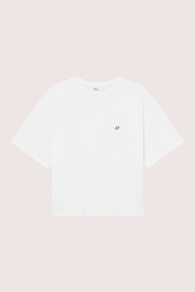 Elfreda Boxy Tee - White/ Red Printed