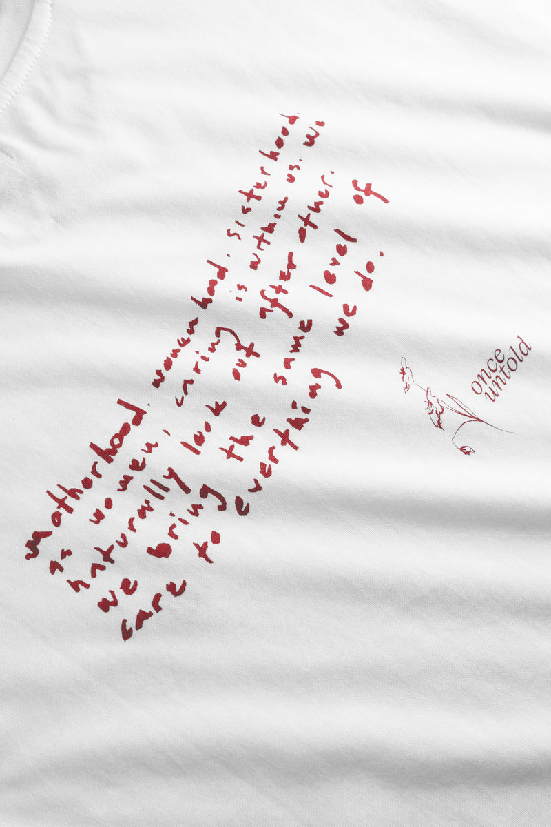 Elfreda Boxy Tee - White/ Red Printed