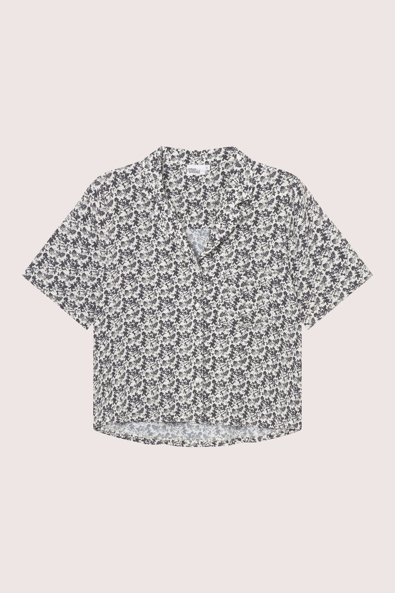 Ellen Bowler Shirt - Creme Black Print