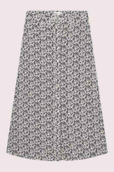 Ellen Midi Skirt - Creme Black Print