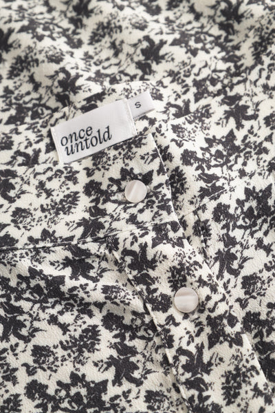 Ellen Midi Skirt - Creme Black Print