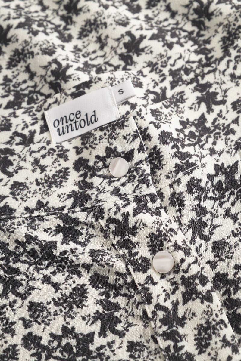 Ellen Midi Skirt - Creme Black Print