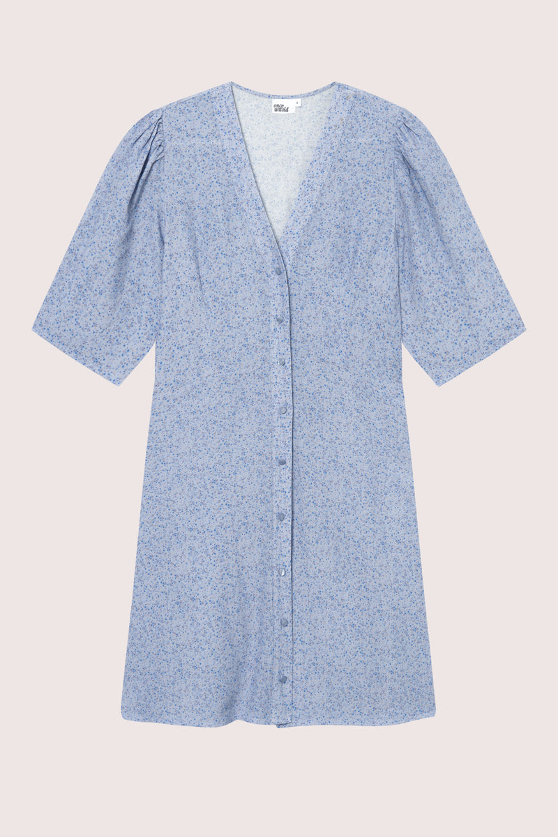 Ellen Short Dress - Blue Petite Flower