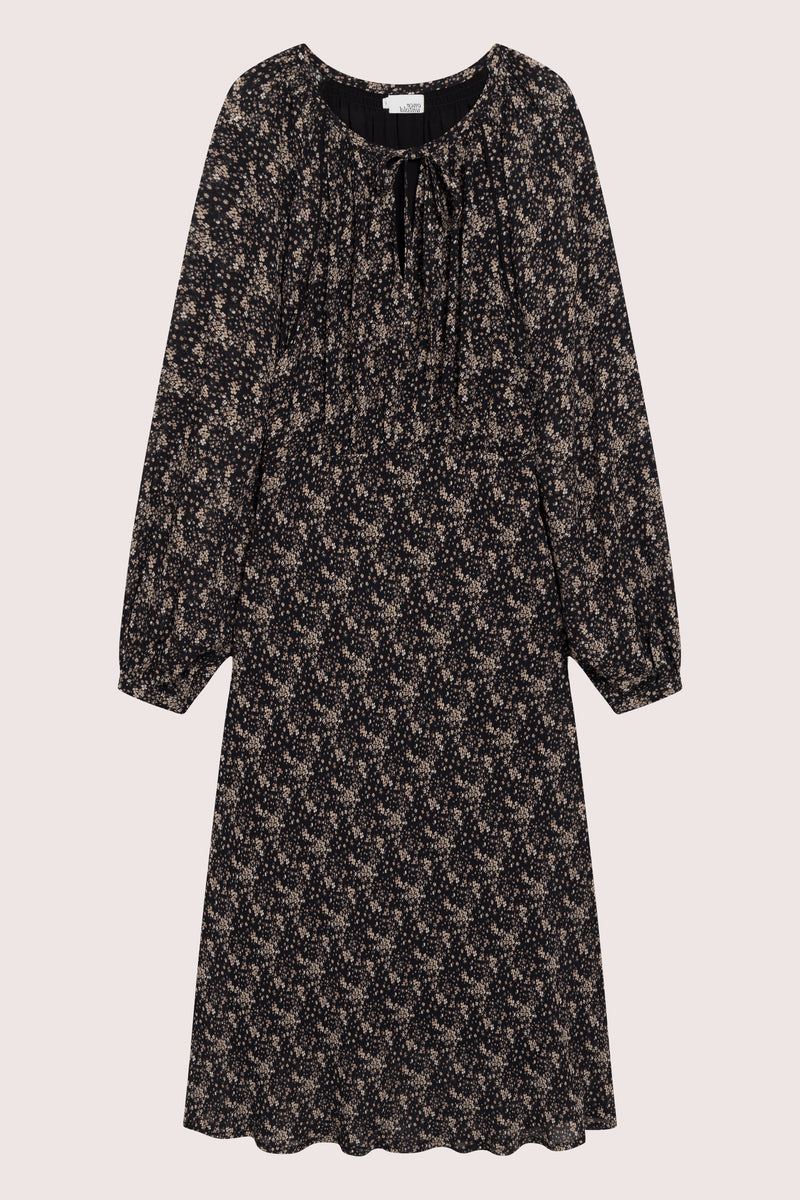 Estelle Drapey Dress - Brown Wild Flower