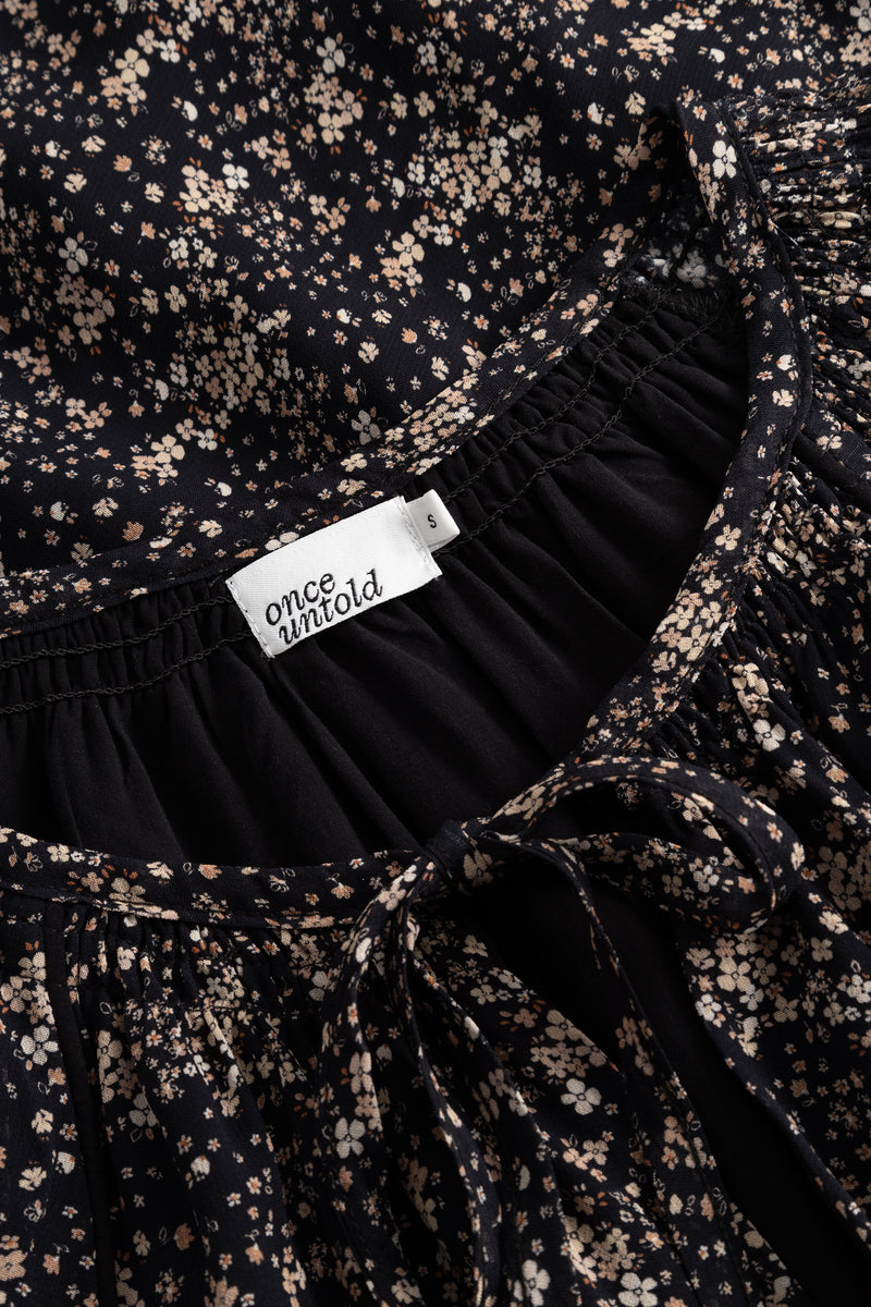 Estelle Drapey Dress - Brown Wild Flower