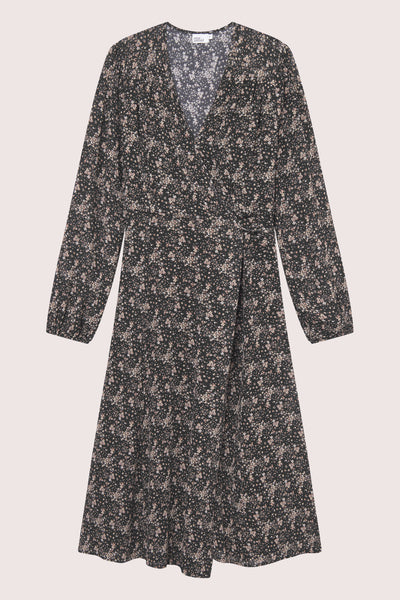 Estelle Wrap Dress - Brown Wild Flower