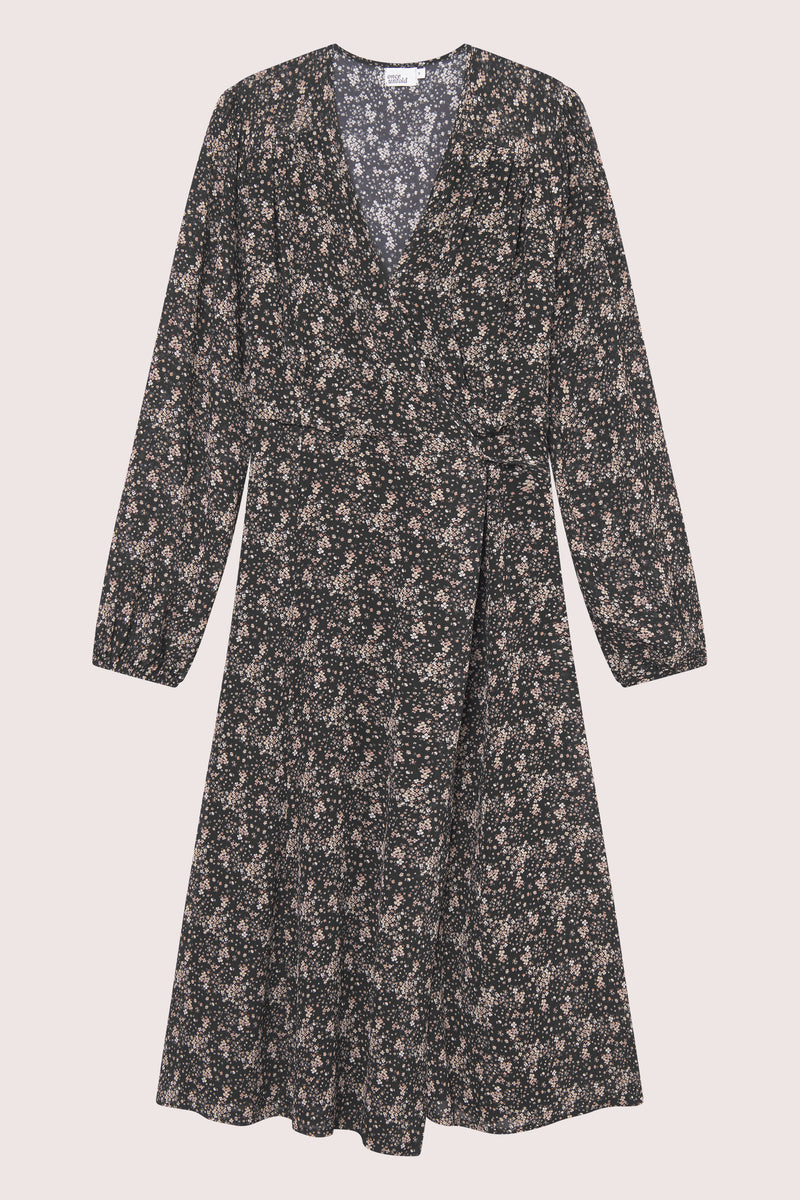 Estelle Wrap Dress - Brown Wild Flower