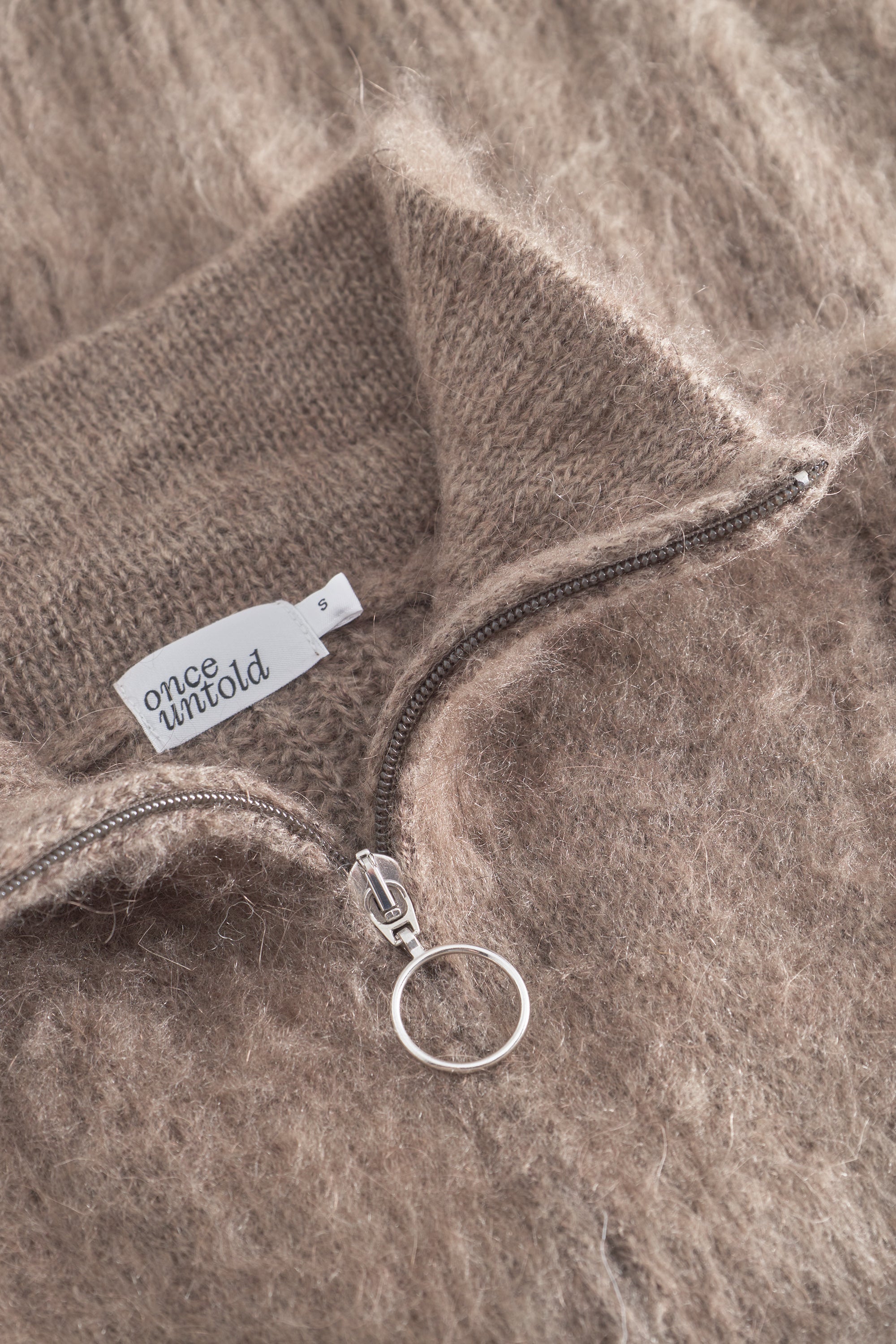 Florie Brushed Zip Knit - Chocolate Brown – Once Untold
