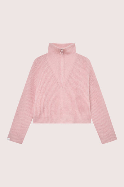Florie Brushed Zip Knit - Baby Pink