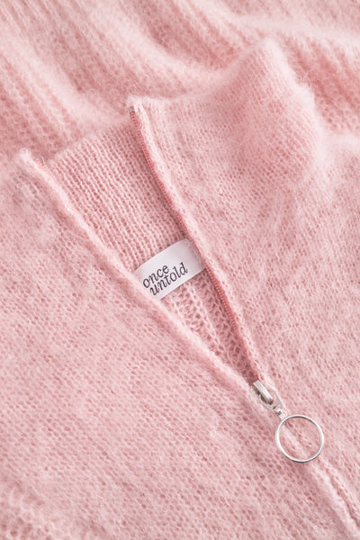 Florie Brushed Zip Knit - Baby Pink