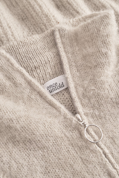 Florie Brushed Zip Knit - Washed Grey
