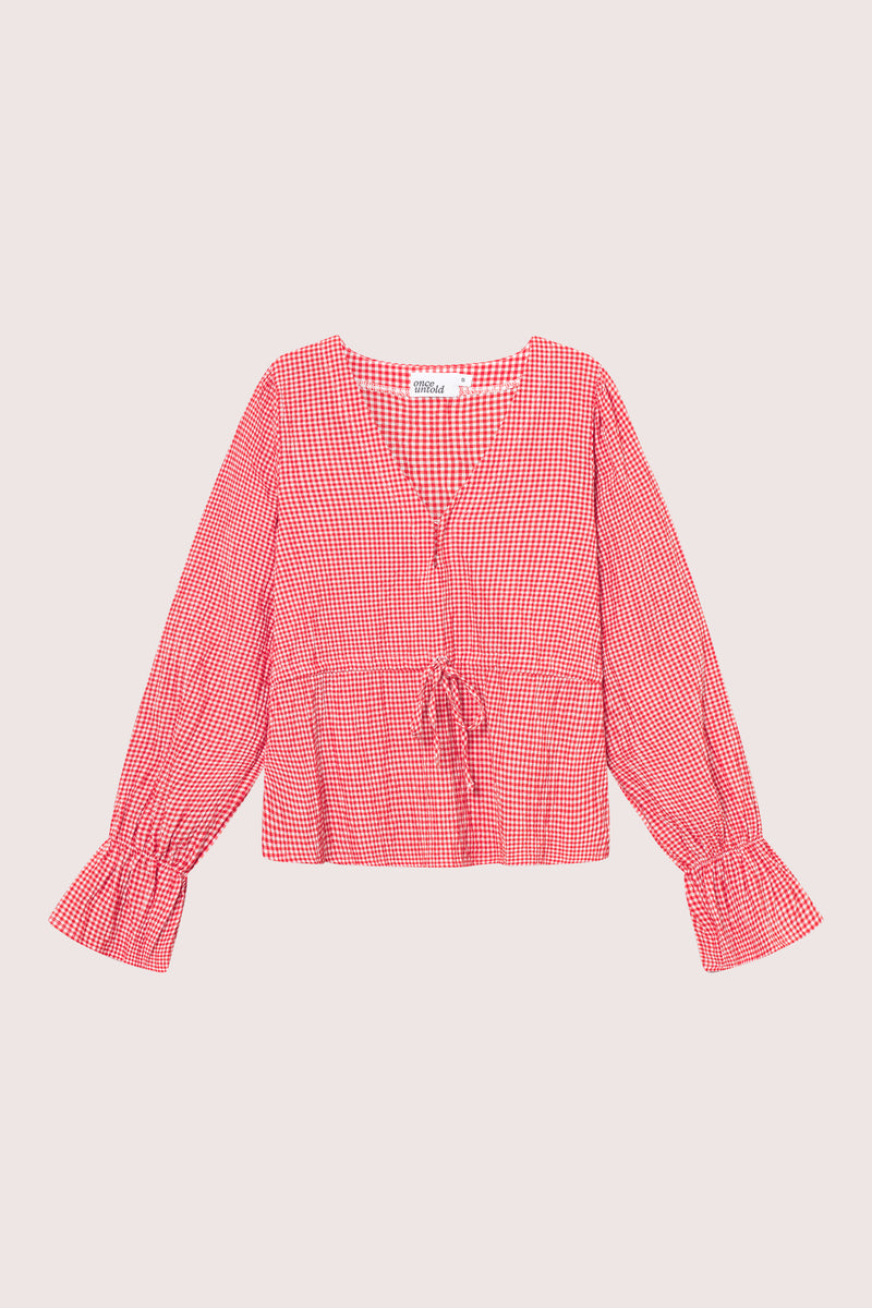 Indiana Ribbon Blouse - Poppy Red Checked