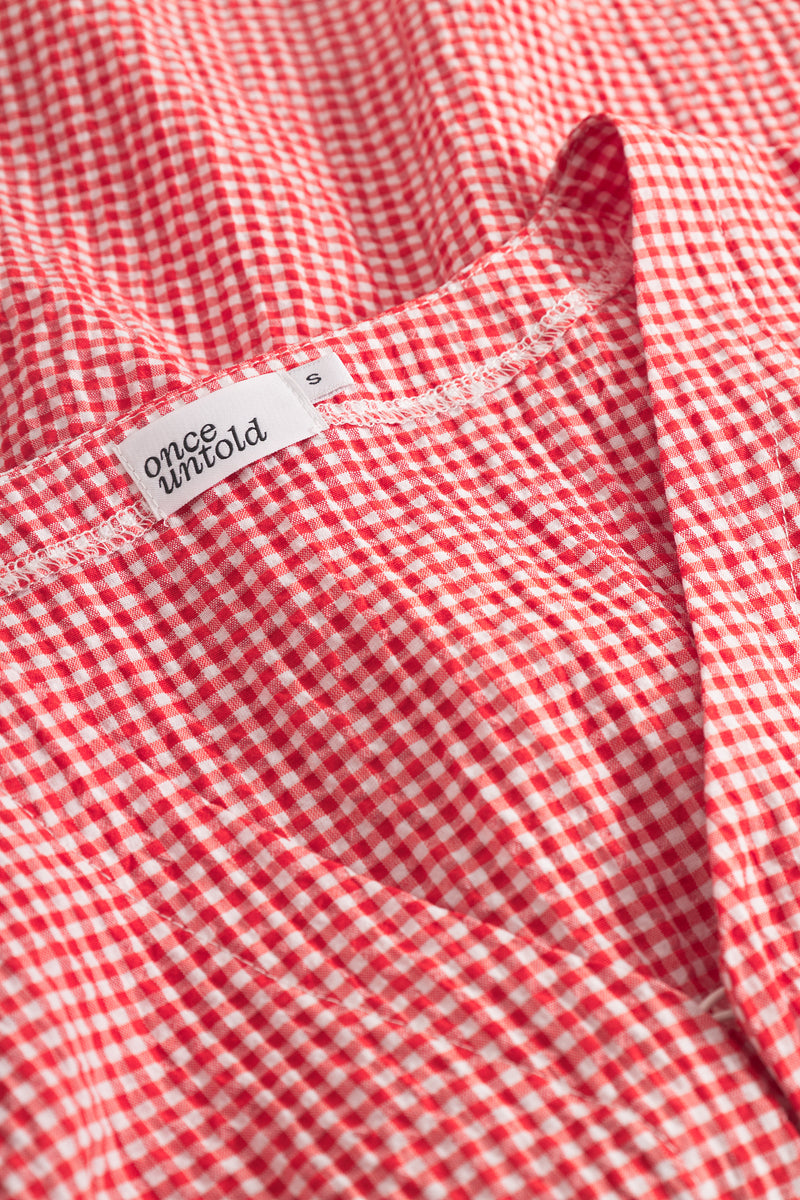 Indiana Ribbon Blouse - Poppy Red Checked