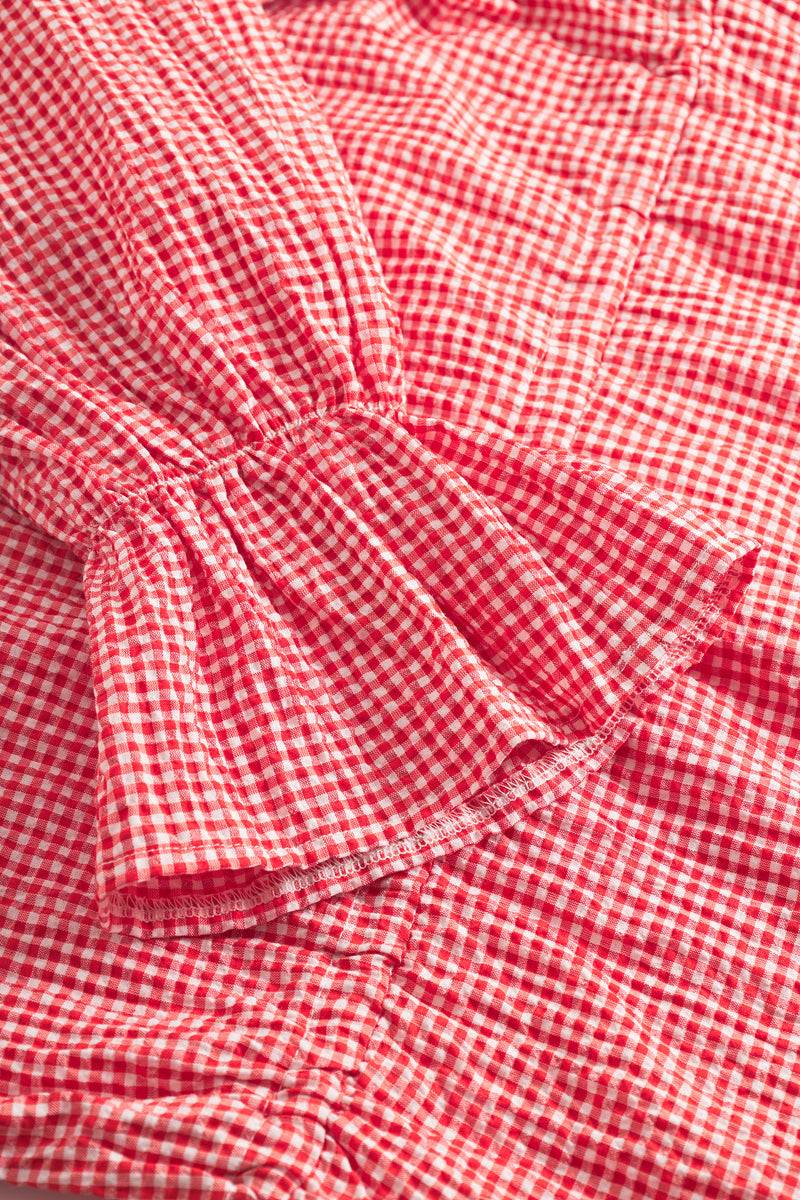 Indiana Ribbon Blouse - Poppy Red Checked