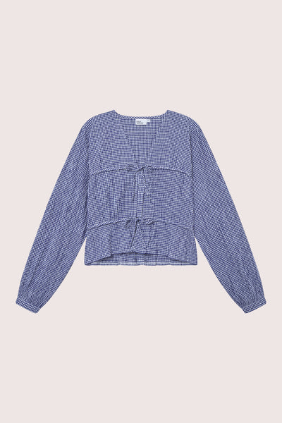 Indiana String  Blouse - Navy/ White