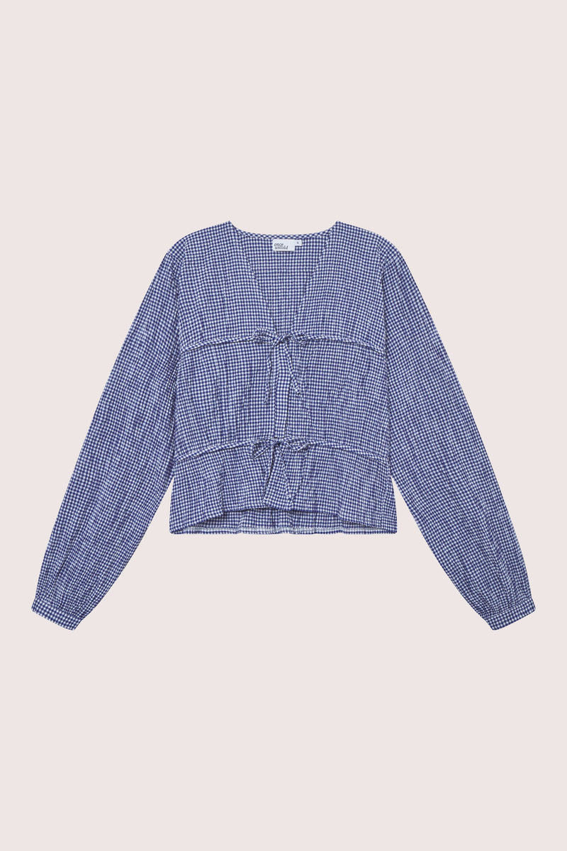 Indiana String  Blouse - Navy/ White