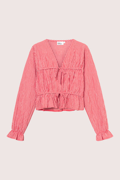 Indiana String Blouse - Poppy Red Checked