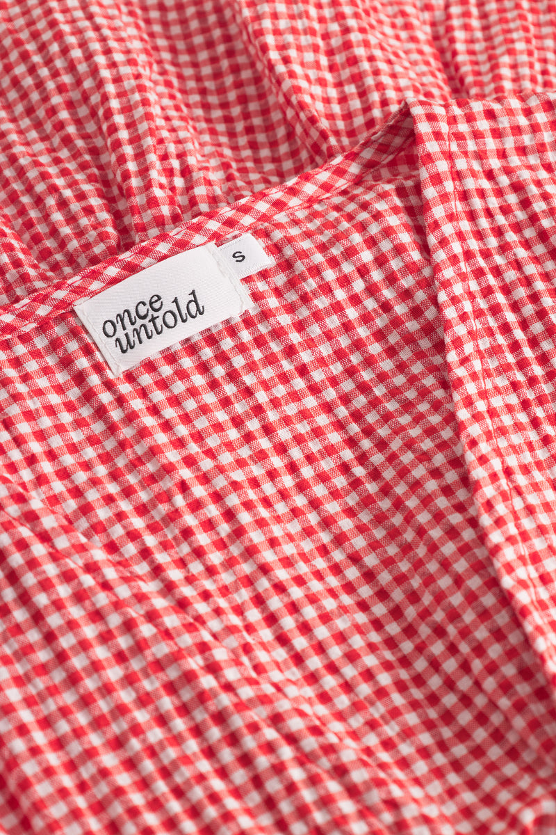 Indiana String Blouse - Poppy Red Checked