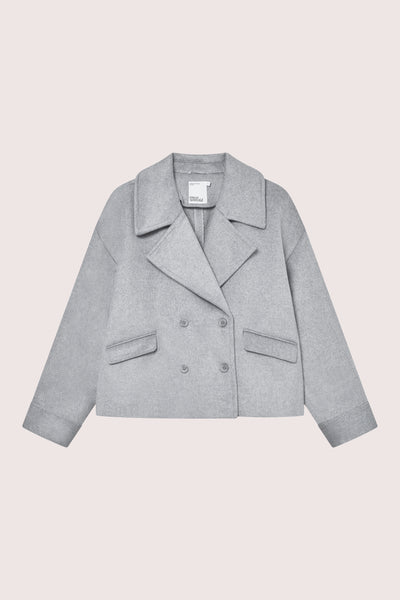 Iris Short Coat - Light Grey Melange