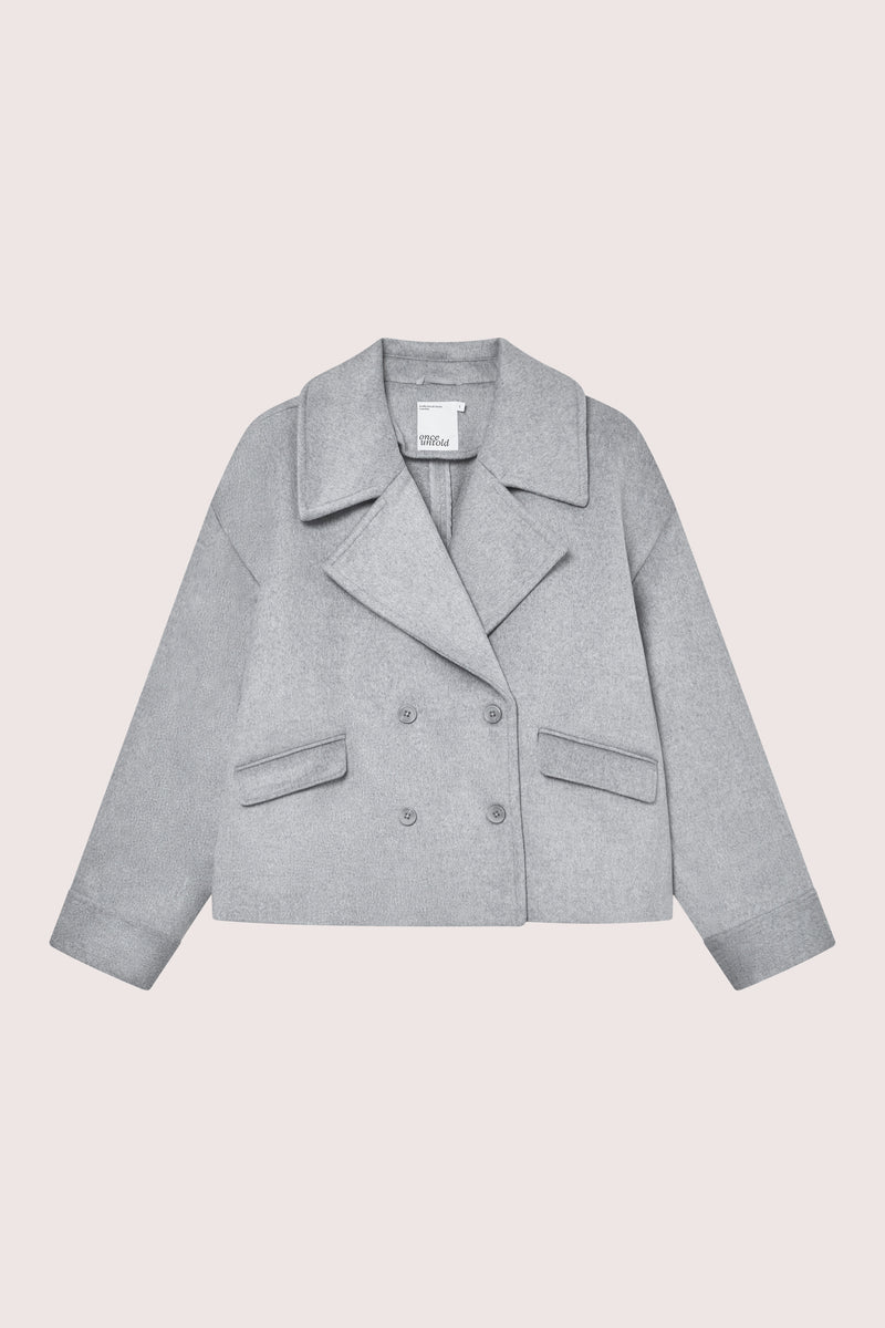 Iris Short Coat - Light Grey Melange