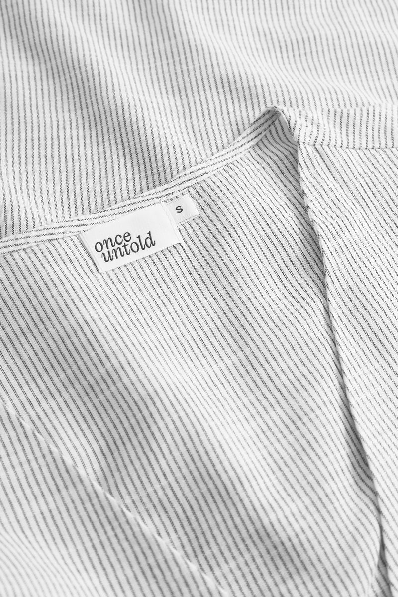 Mai Button Blouse - Anthracite Stripe