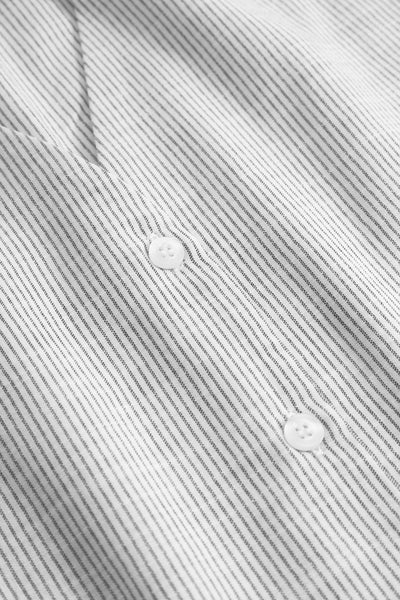 Mai Button Blouse - Anthracite Stripe