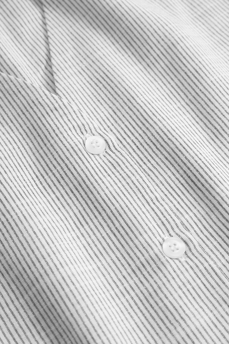 Mai Button Blouse - Anthracite Stripe