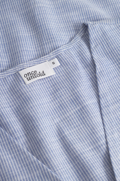 Mai Button Blouse - Lt. Blue Stripe