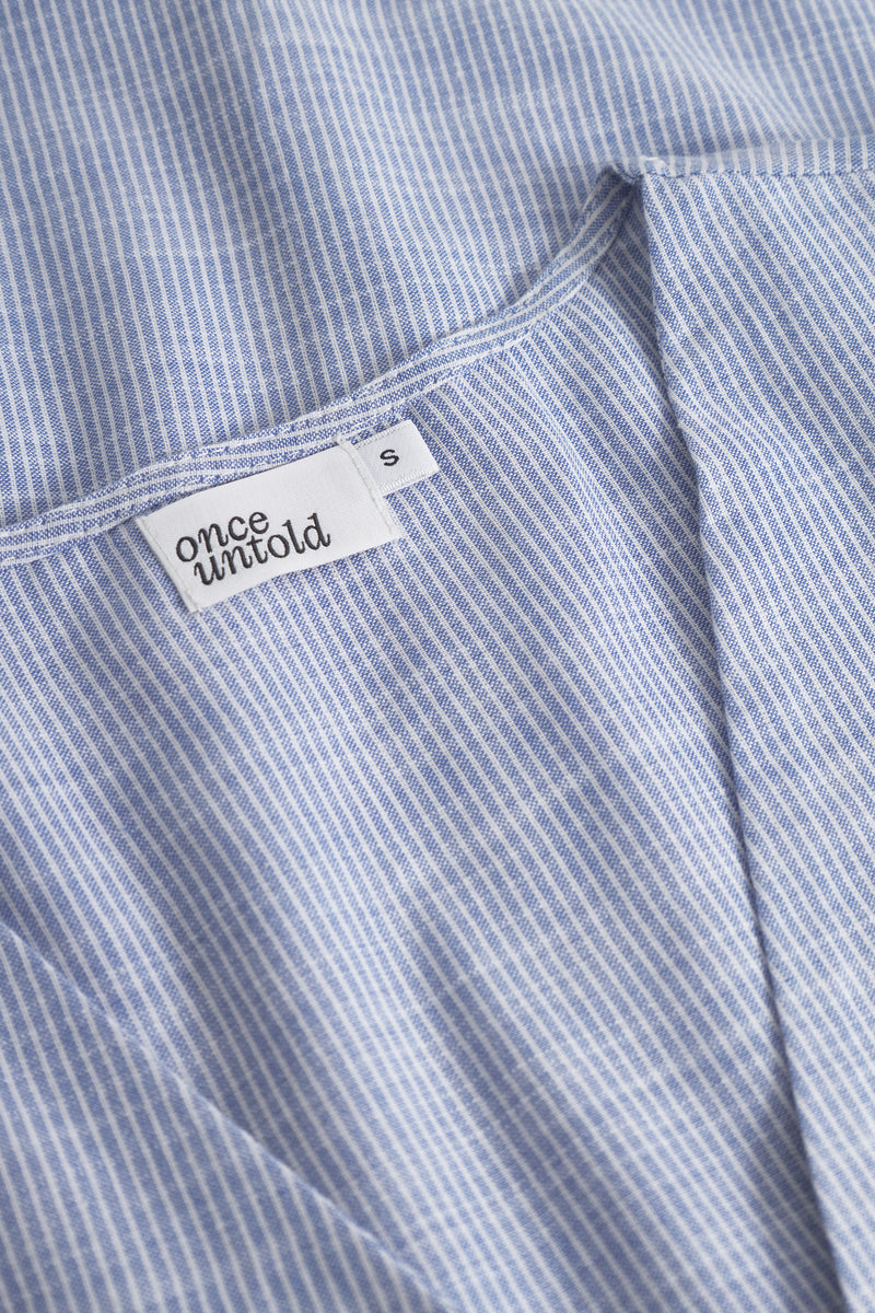 Mai Button Blouse - Lt. Blue Stripe