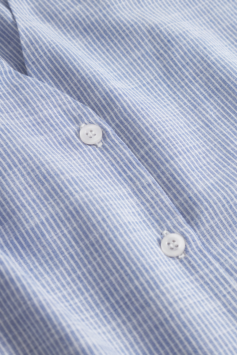 Mai Button Blouse - Lt. Blue Stripe