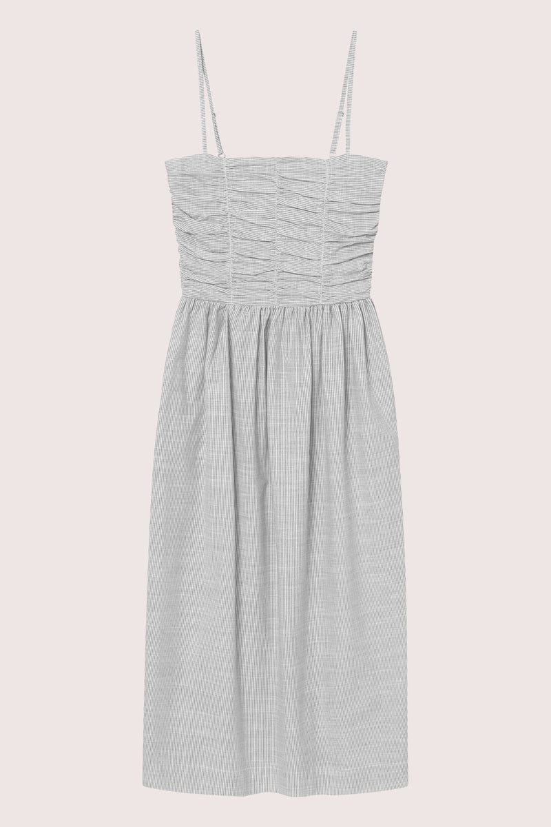 Mai Smock Dress - Anthracite Stripe
