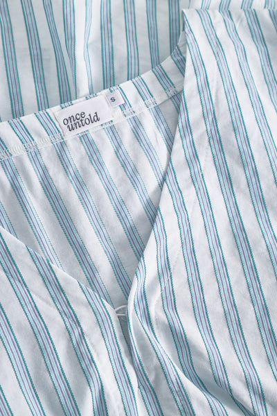 Maia Ribbon Blouse - Multi Green Stripe