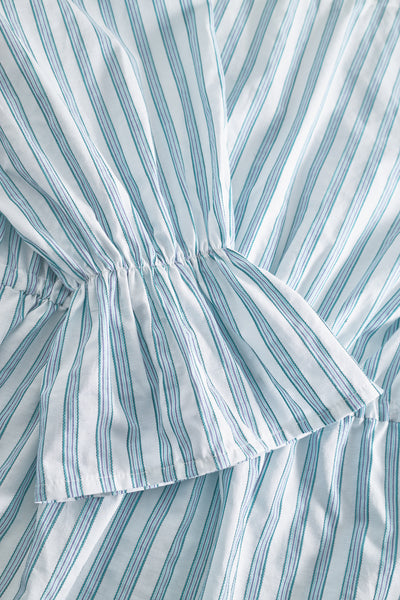 Maia Ribbon Blouse - Multi Green Stripe