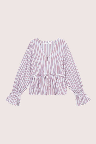 Maia Ribbon Blouse - Multi Plum Stripe