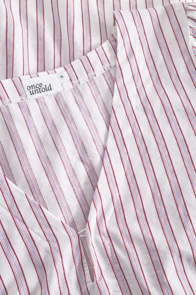 Maia Ribbon Blouse - Multi Plum Stripe