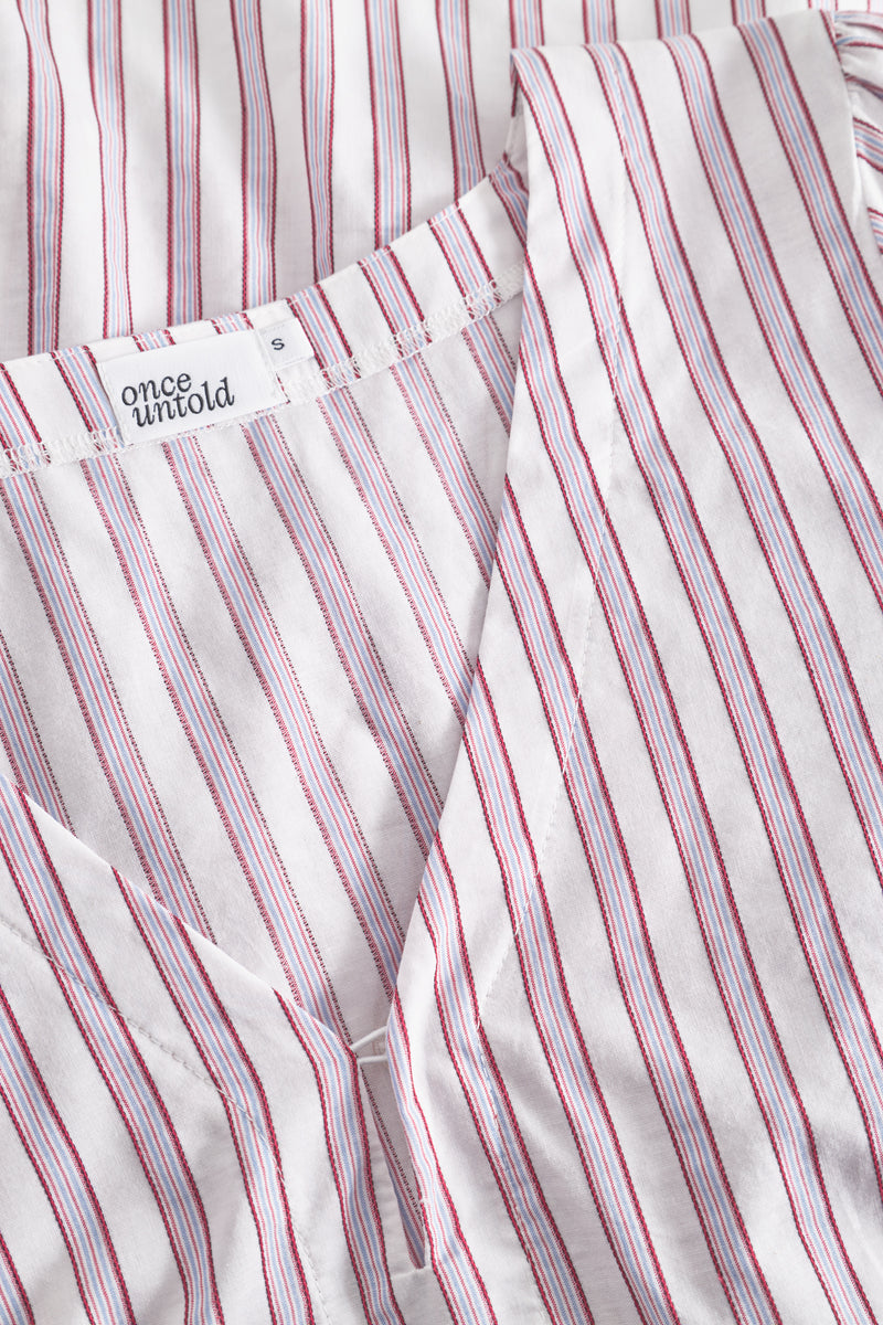 Maia Ribbon Blouse - Multi Plum Stripe