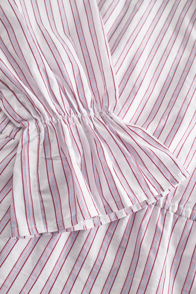Maia Ribbon Blouse - Multi Plum Stripe