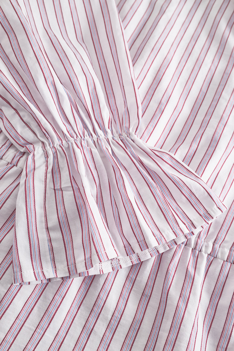 Maia Ribbon Blouse - Multi Plum Stripe